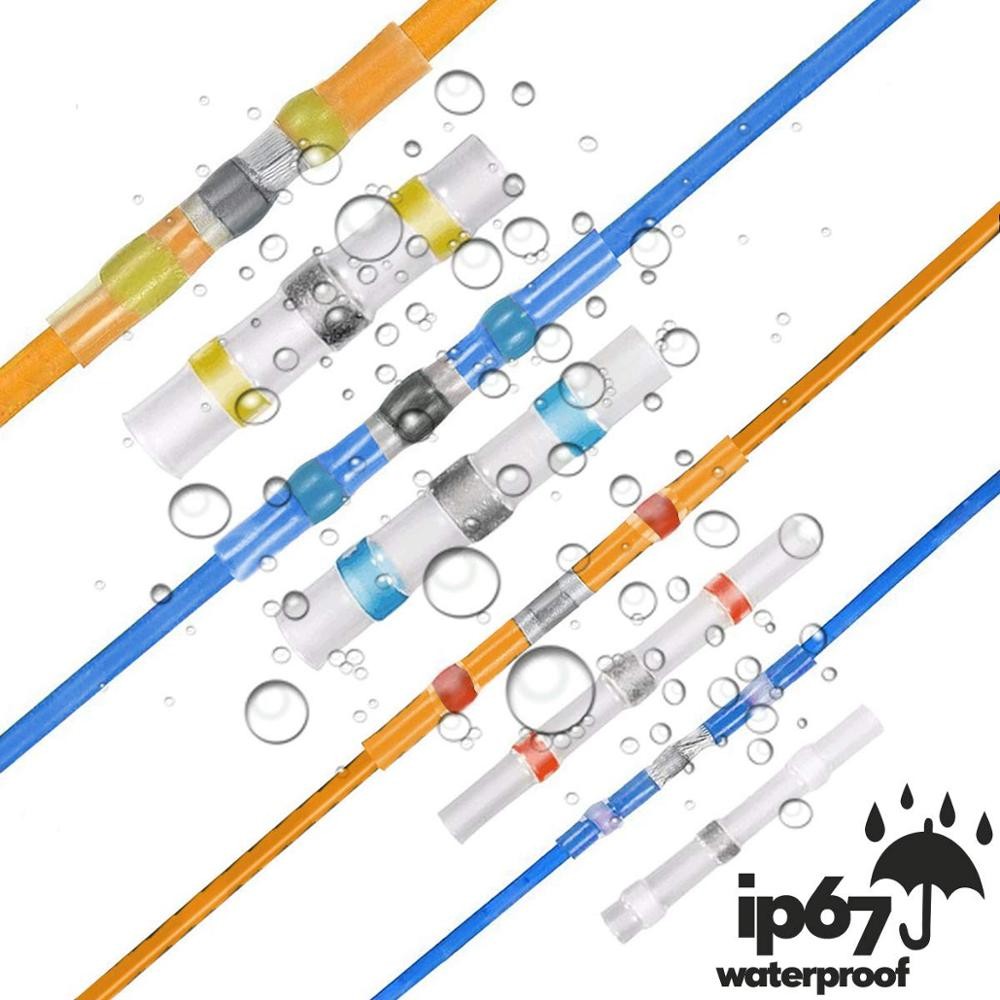 10/20/50pcs Waterproof Solder Sealing Sleeve Splice Terminals Heat Shrink Electrical Wire Connector Connectors Butt Kit Assortment