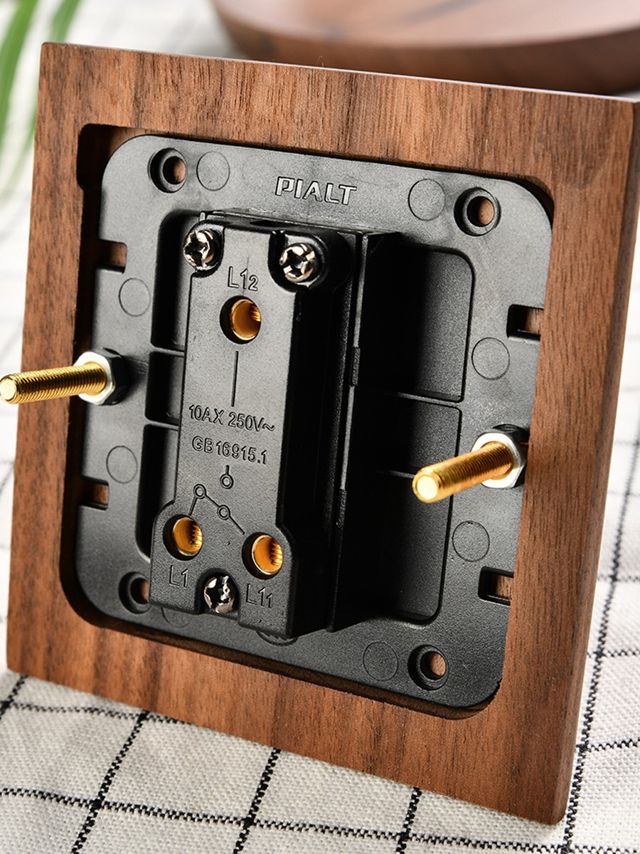 DepoGuye high quality retro American light switch socket, pure wood copper toggle switch panel, home and bed wall light switch