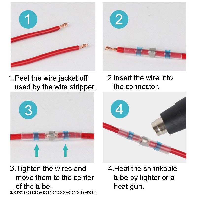 Heat Shrink Connector Wire 10/20/30pcs SST21 Waterproof Sleeve AWG22-18 Butt Electrical Connector Tinned Welding Sealed