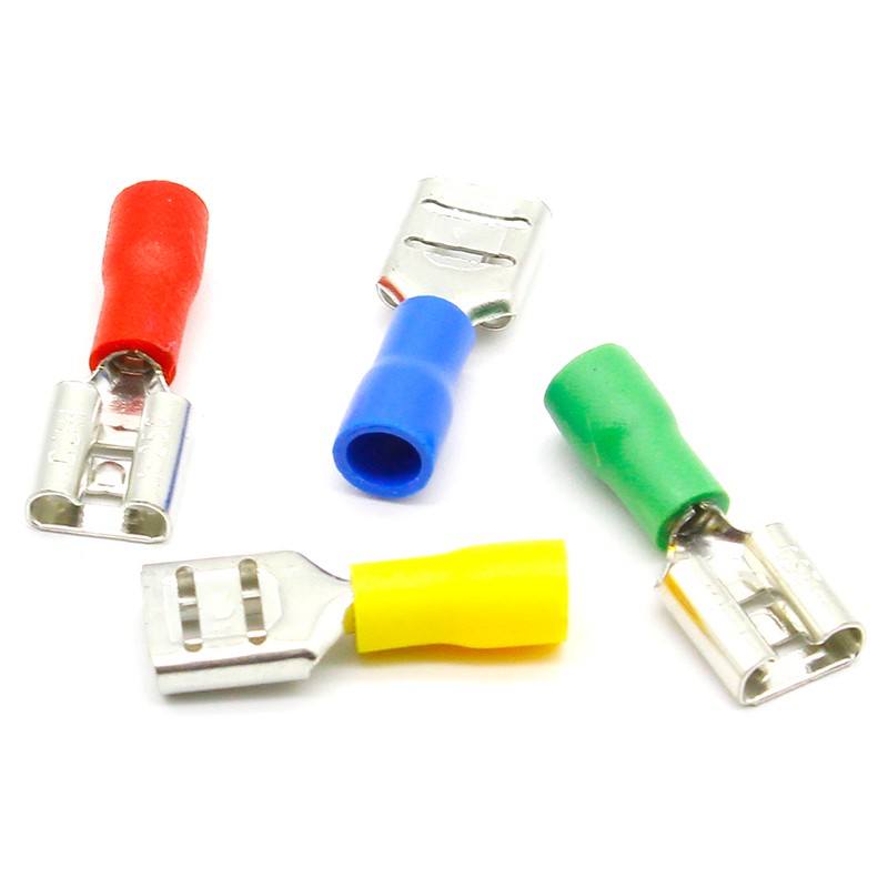 FDD1-250 Female Insulated Electrical Crimp Terminal for 22-16 AWG Connectors Wire Cable Connector 100pcs/pack FDD FDD1.25-250