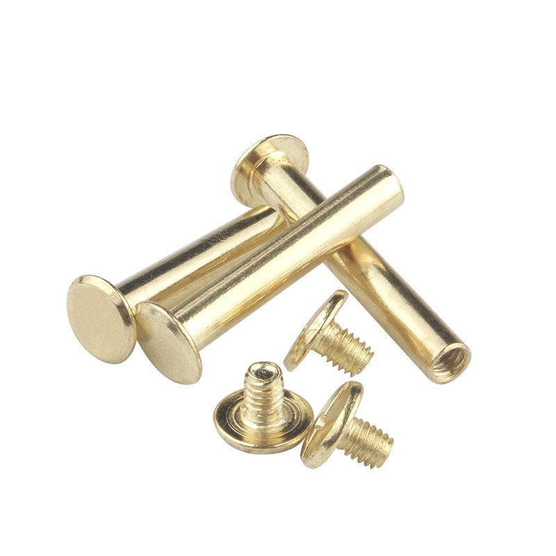 5-20 Set Copper Plated Flat Head Pair Lock Screw Sample Booklet Female Rivet Account Book Nail Photo Album Menu Butt Nut Screws