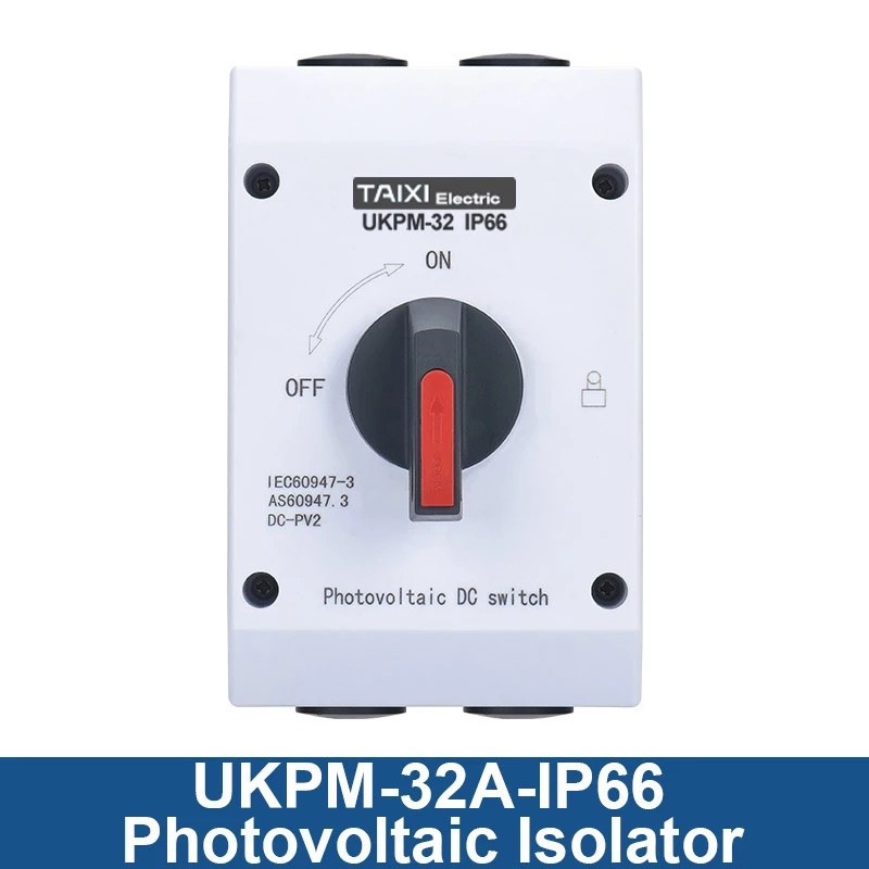 PV Electrical Isolator Solar Power Switch PV Photovoltaic DC Switch 1000V 1200V 32A 16A UKPM Outdoor Waterproof IP66