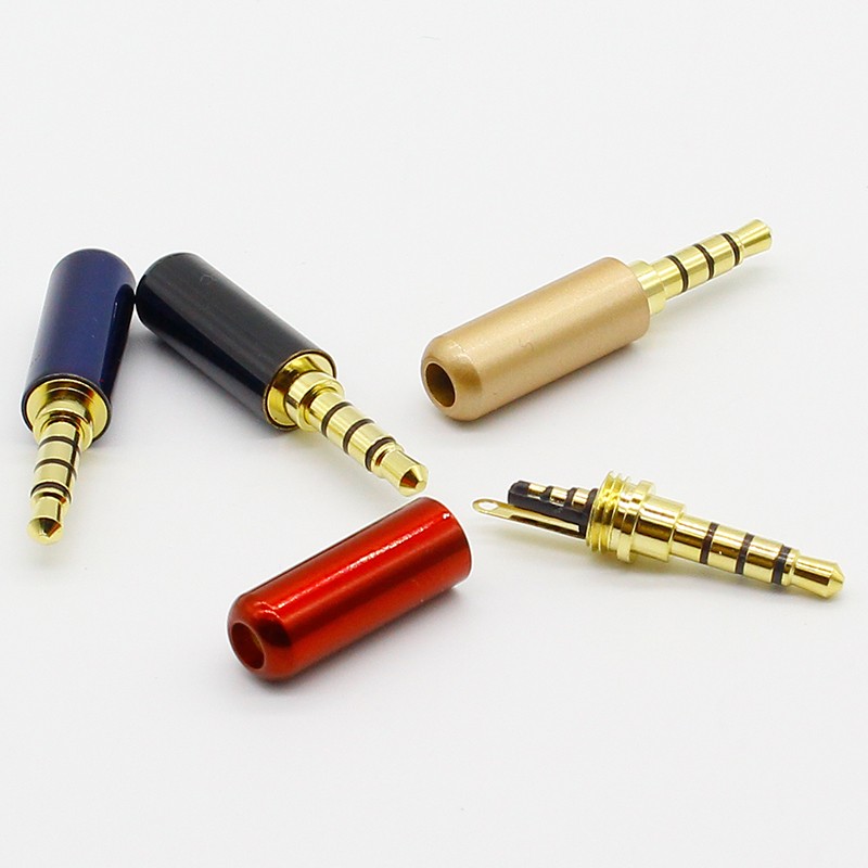 7pcs Copper Gold Plated 1/8" 3.5mm Male Mini Jack Plug soldering 4 pole plug Repair Headphone Cable Solder