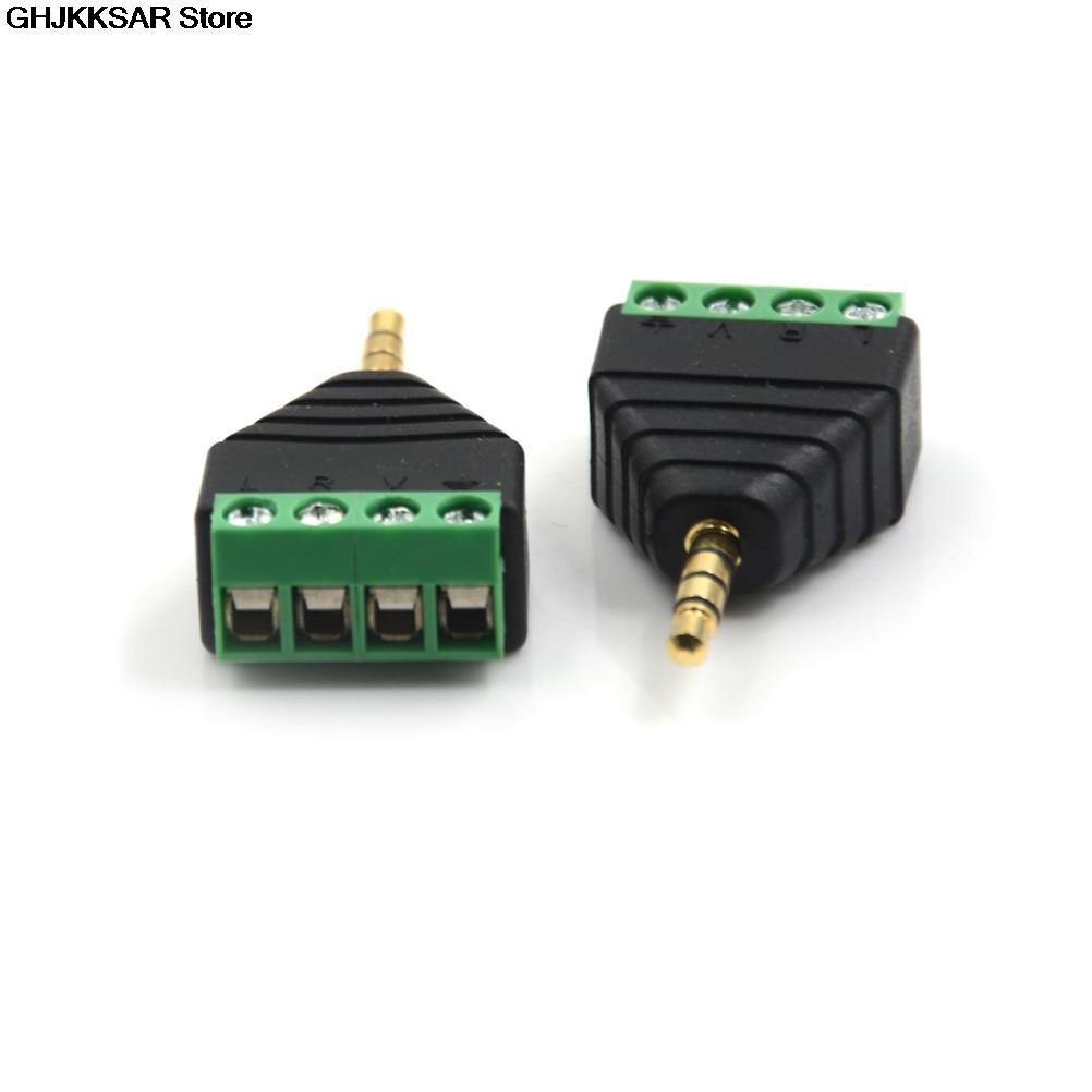 1pc Video AV Balun 3.5mm 4 Pole Stereo Male to AV Screw Terminal Stereo Jack 3.5mm Male 4 Pin Terminal Block Plug Connector