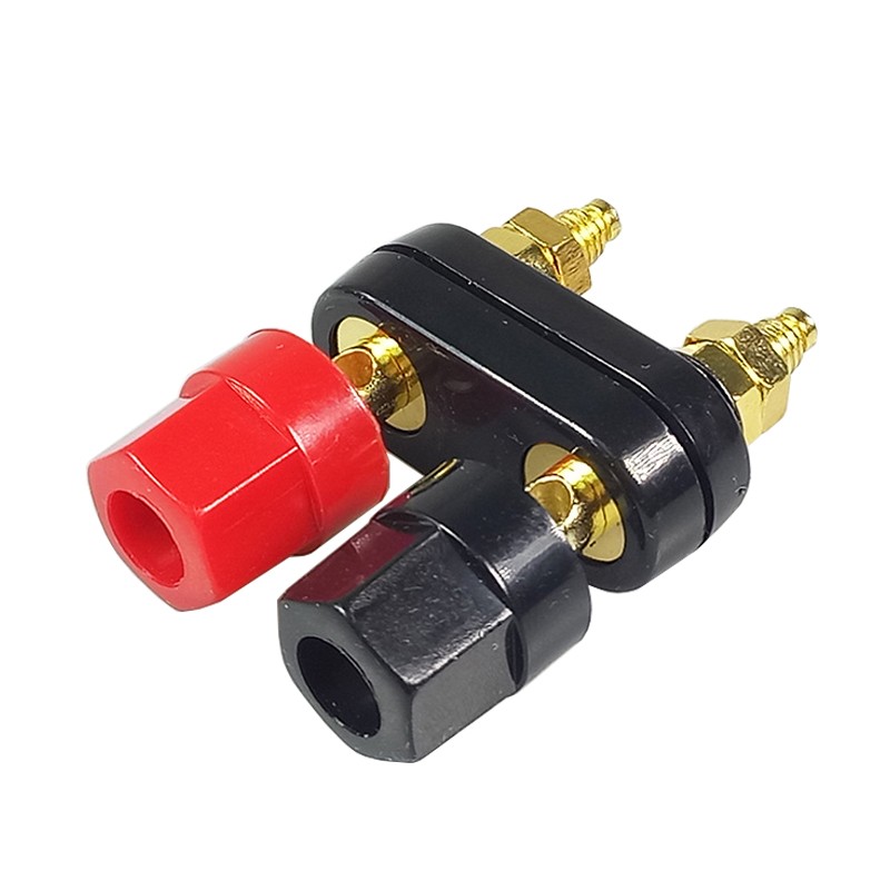 8pcs high quality post binding hifi cable connector, copper with gold plated banana plug coupler audio terminals