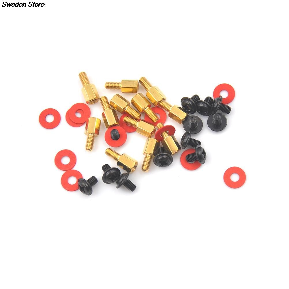 High Quality 10pcs 6.5mm 6-32-M3 Golden Computer Motherboard Riser Silver Screws Washers Red