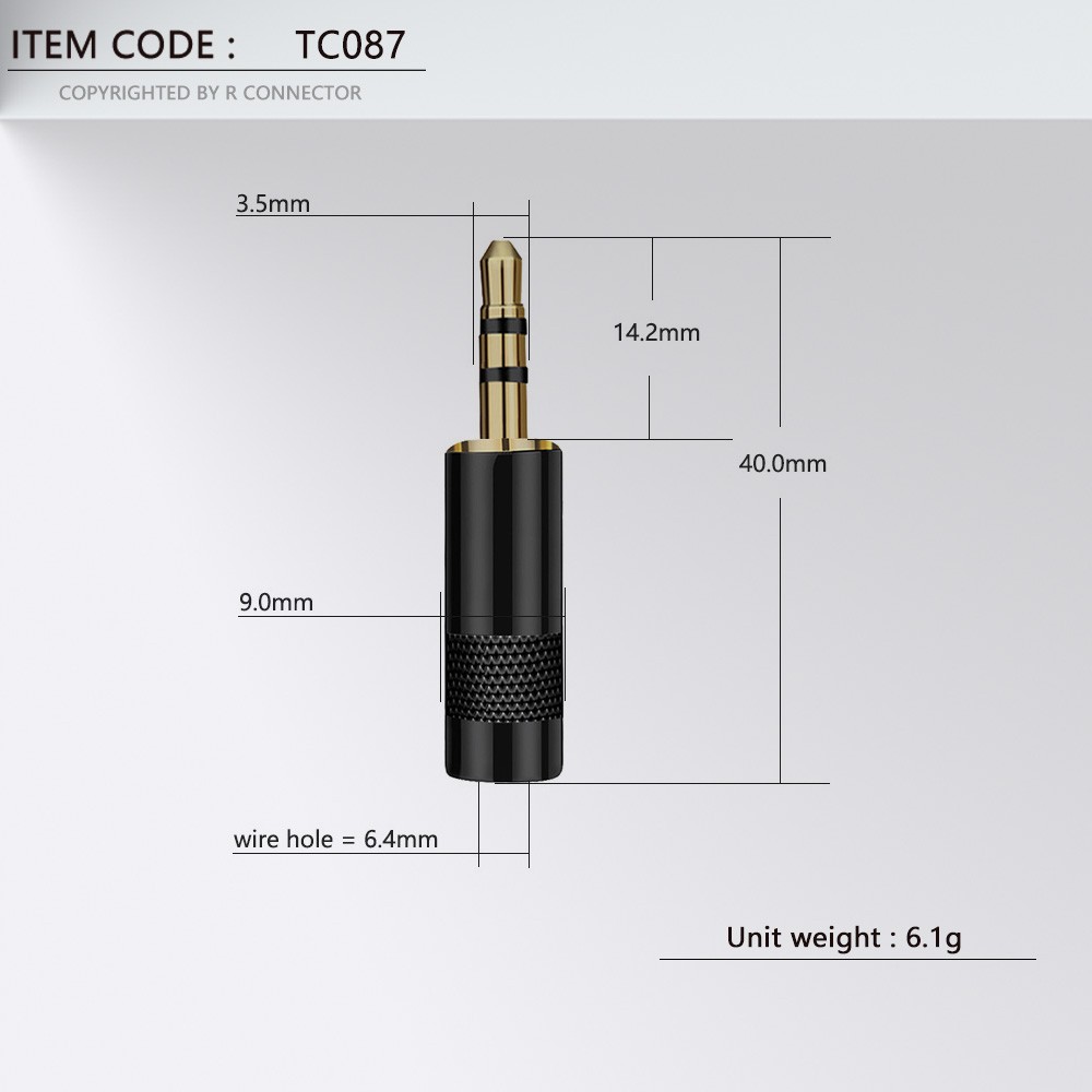 10pcs 3.5mm Jack Stereo 3.5mm Male Plug Connector Copper Plated Gold Jack 3.5mm Connector Wire for 6mm Headphone Cable Headphone