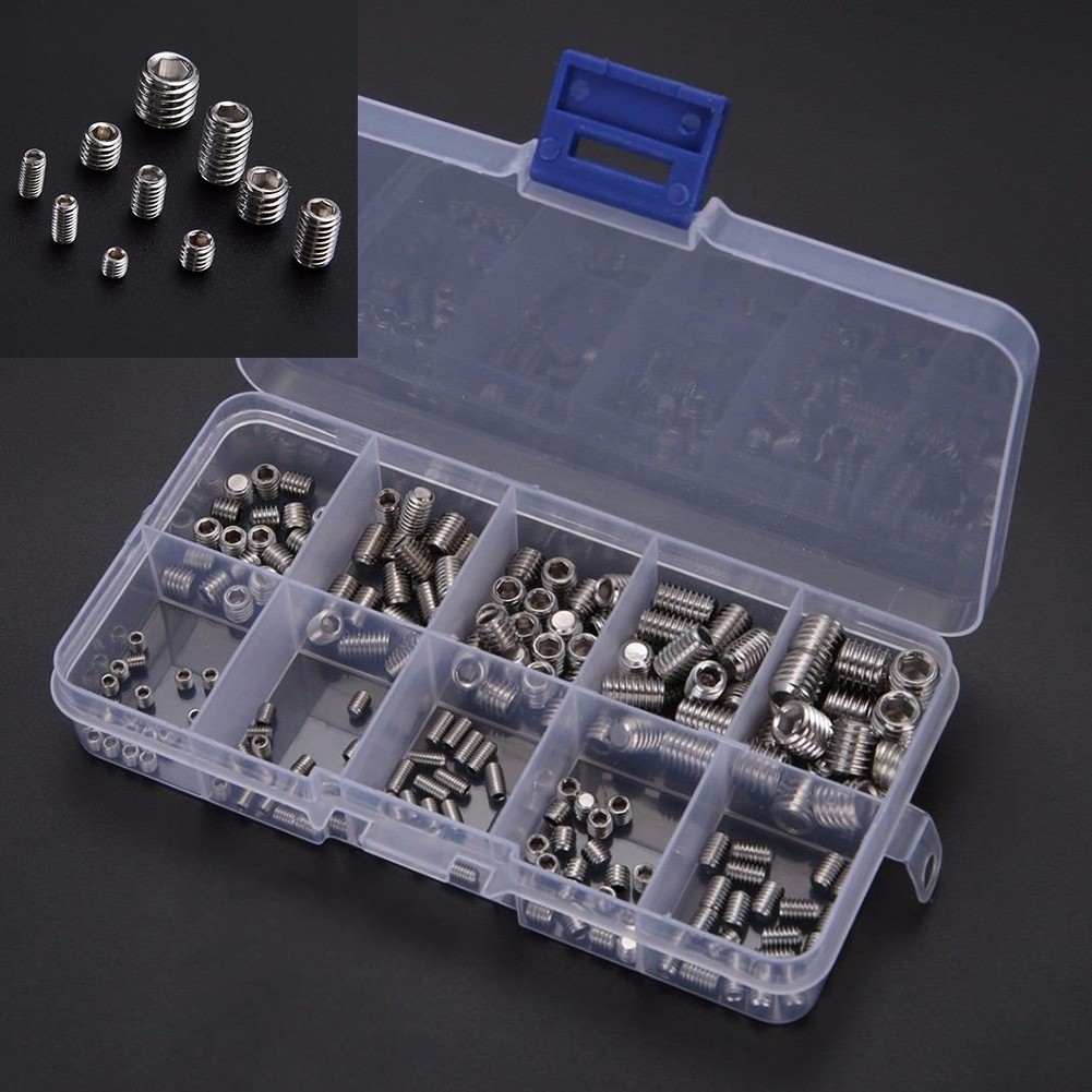 200pcs Assortment Home -M8 Repair Hexagon Manual Fasteners Stainless Steel Lightweight Screw Set