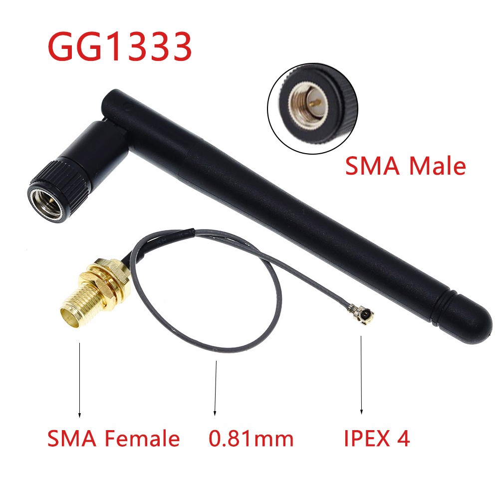 10pcs 2.4GHz 3dBi WiFi 2.4G antenna folded bluetooth wifi zigbee antenna + 10pcs SMA F to IPEX U.FL IPX feeder line