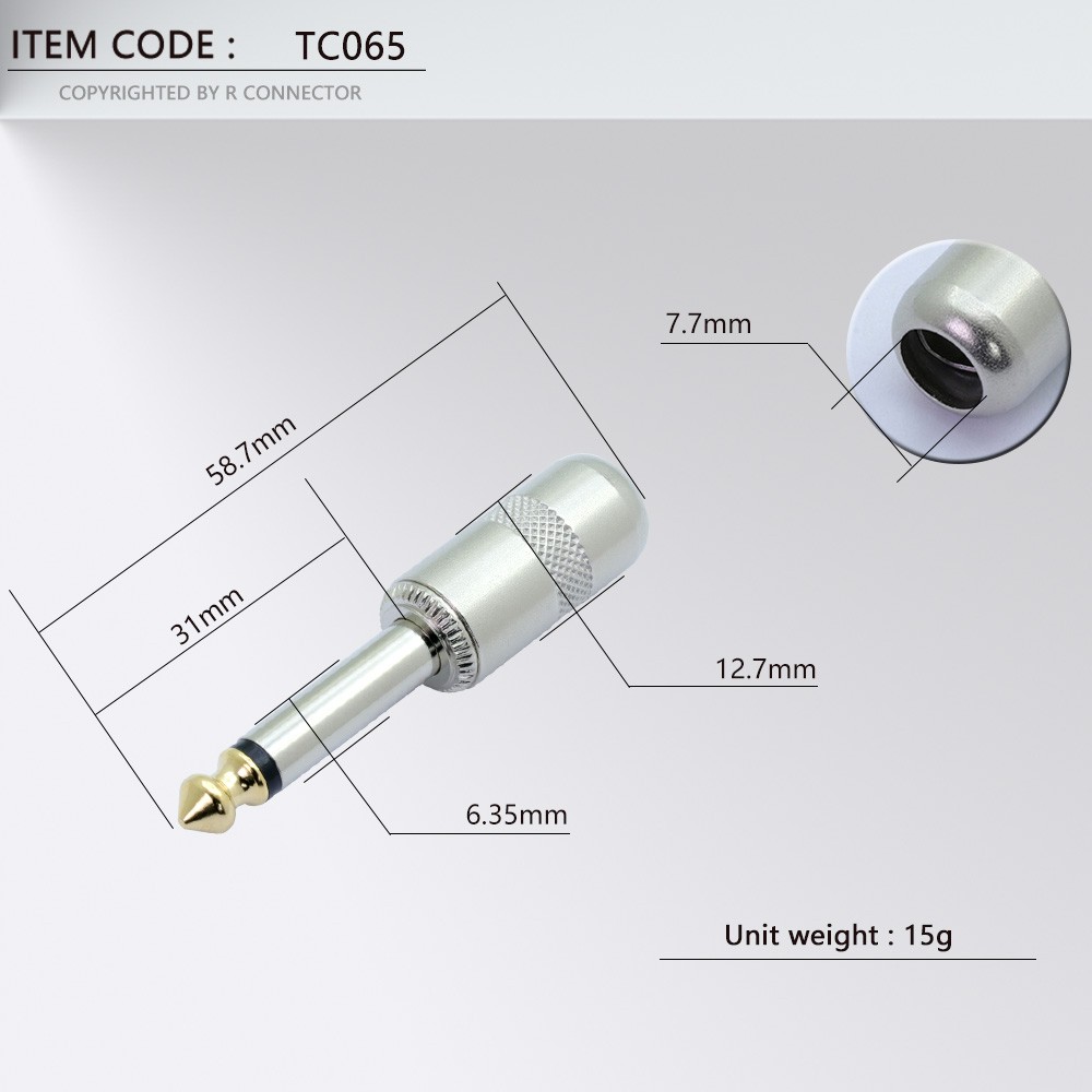 10pcs/lot 1/4 Inch Mono Jack 6.35mm Male Plug Wire Connector Hot Selling Guitar Effect Microphone Pedal 6.3mm Plug Audio Connector