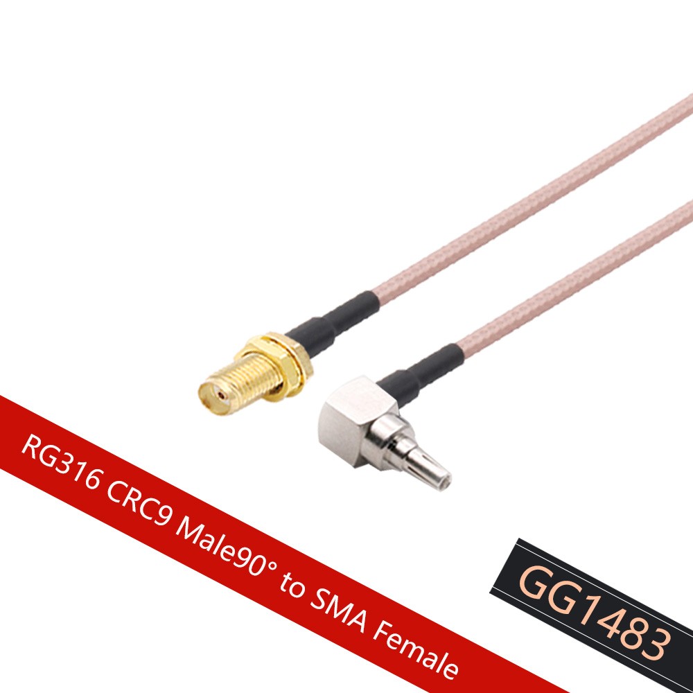 10pcs RP-SMA Female Jack Nut to CRC9 Male Right Angle Connector 3G Modem Extension RG316 Coax Cable Adapter 15cm/30cm/50cm/100cm