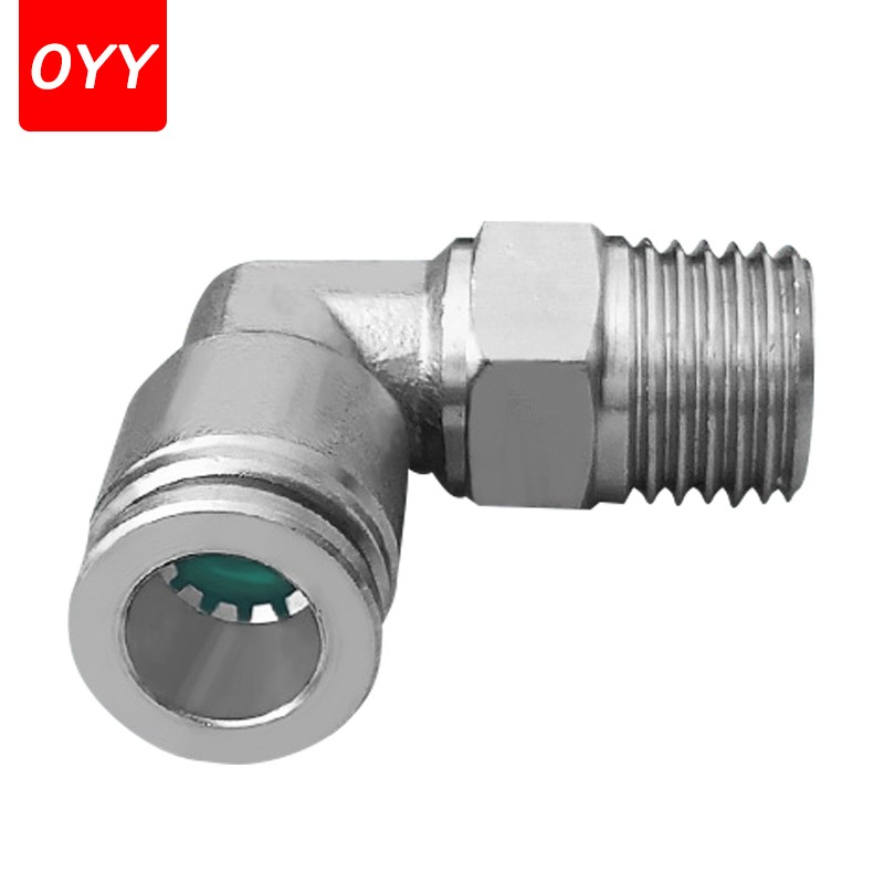 10pcs PL Series 304 Stainless Steel Trachea Quick Connector Plug Threaded Elbow Pneumatic Fittings PL8-02/4-M5/6-01/10-03