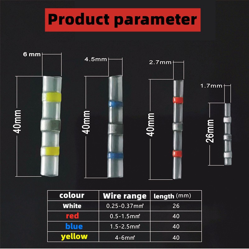 150 PCS Boxed,Solder Butt Thermoresistant Tube,Solder Ring Terminal,Wire Connector,Waterproof Insulation,Heat Shrink Sleeve