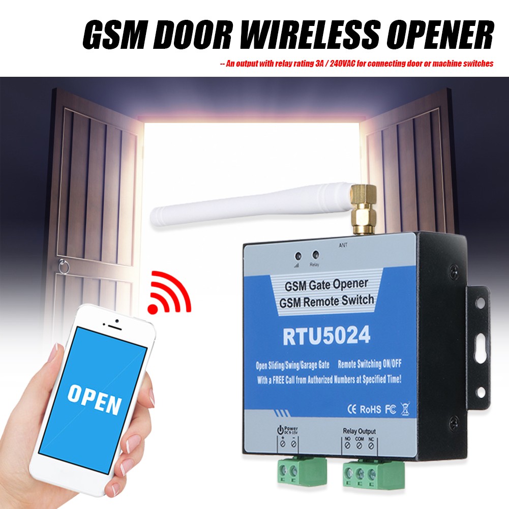 RTU5024 GSM Gate Opener Relay Switch Remote Control Door Wireless Access Door Opener Free Call 850/900/1800/1900MHz