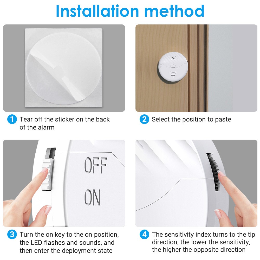 Elecpow Tuya Smart WiFi Door Alarm & Window Vibration Sensing Protection Security Protection Works with Alexa, Google, Smart Life