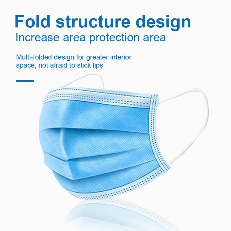 In Stock 10/100pcs Disposable Nonwoven Face Mask 3 Layers Anti Dust Respirator Mask With Elastic Ear Band For Adults