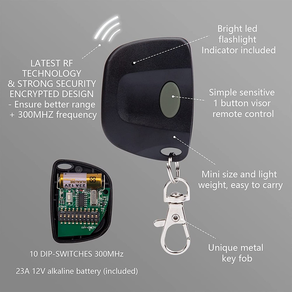 300mhz MultiCode 3089 3060 3070 4120 MCS308911 Remote Control Garage Door Opener Wireless Transmitter Key 10 Dip-Keys