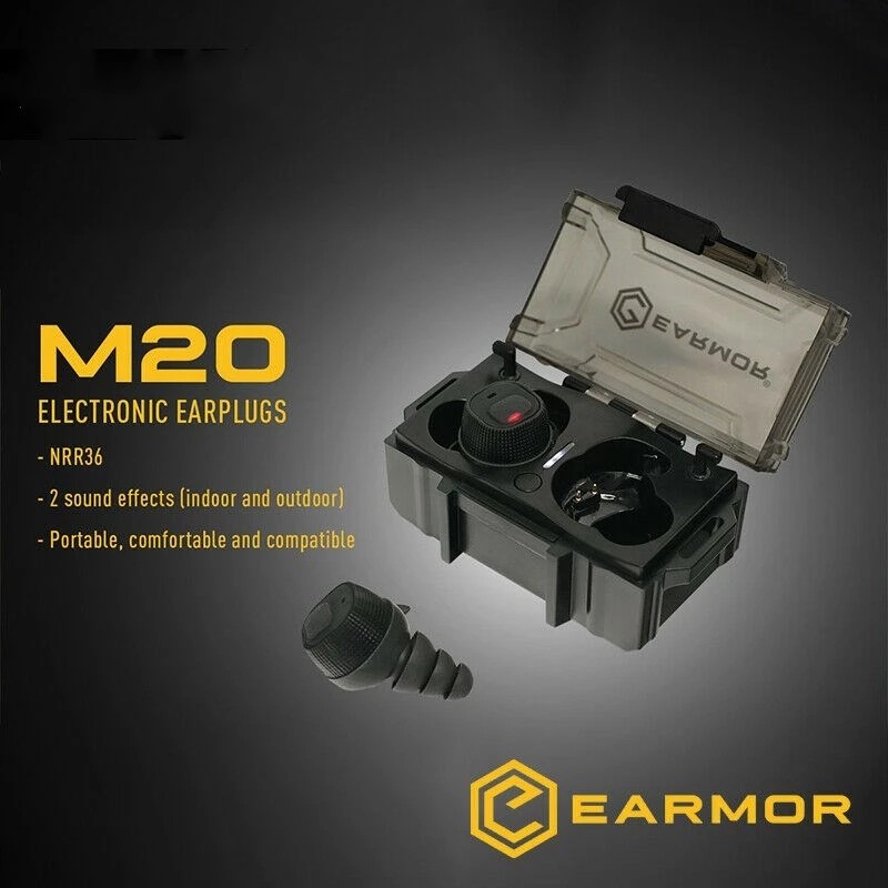 EARMOR M20 Tactical Electronic Earplug Noise Reduction Earpiece for Training Shooting/Law Enforcement High Noise Environments