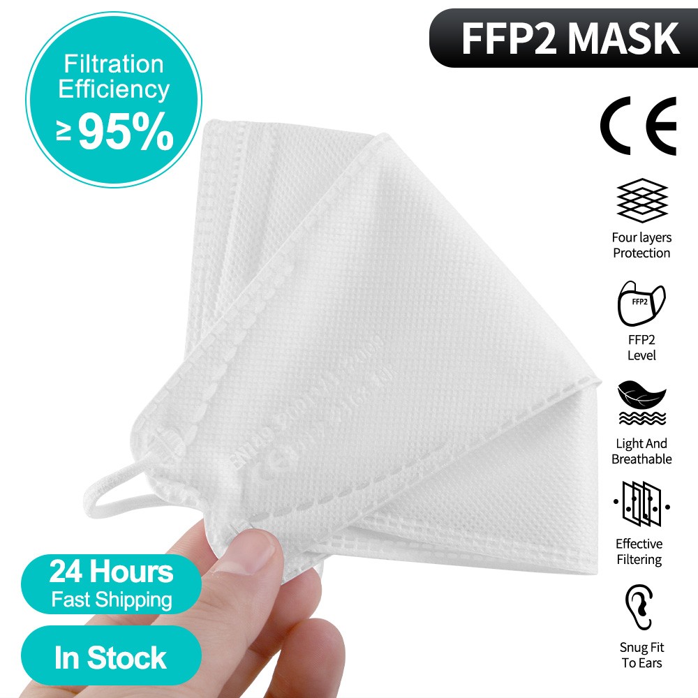 قناع سمك كوري أبيض للكبار KN95 Mascarillas 4 طبقات FFP2 Mascarilla FPP2 homology ada واقي الوجه ffp2fan CE Masque FFPP2