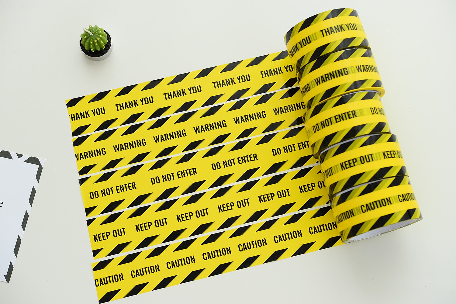 Warning Tape Thank You Keep Caution Black Lettering On Yellow Background Knit Factory, School, Office And Other Public Plac