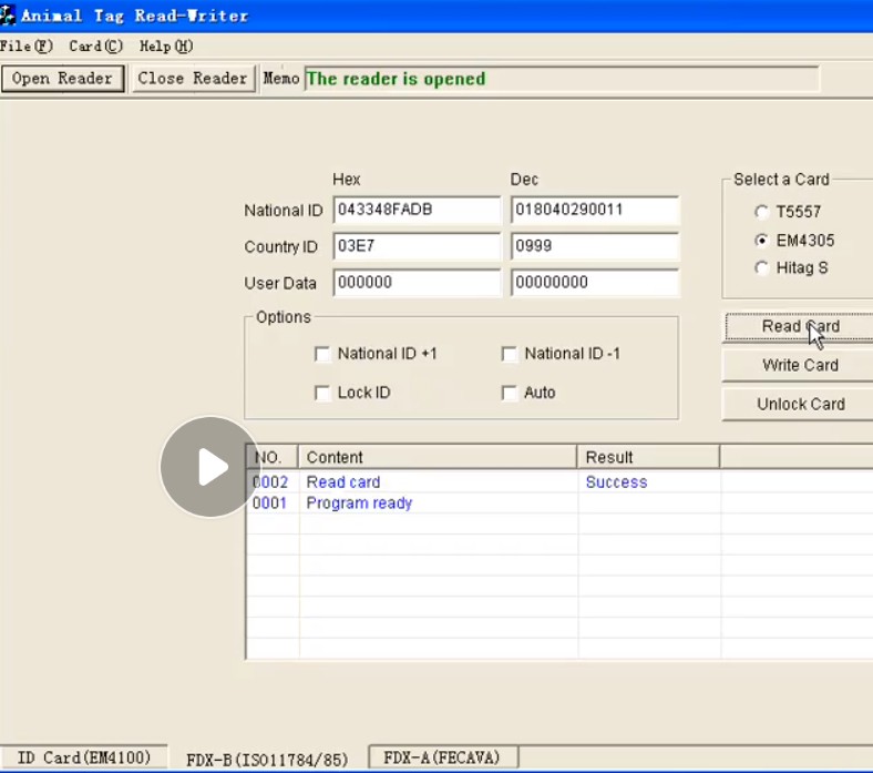 EM4305 Reader Writer Rfid 125-134.2KHZ ISO 11784/85 Card Reader , Animal Chip Writing Encoder Saving SDK