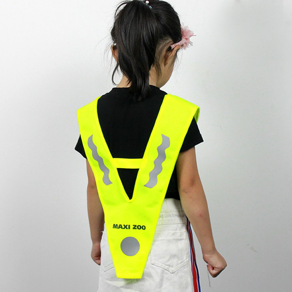 V-shaped Free Size Polyester Running Cycling High Visibility Traffic Safety Children Fluorescent Yellow Reflective Vest Students