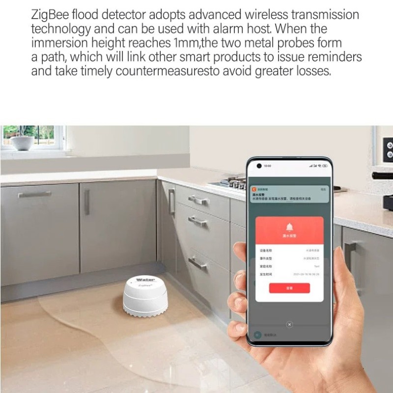 Tuya Zigbee Water Leak Detector Flood Sensor Warning Function Smart Life APP Remote Reminder Leak Detector Alarm