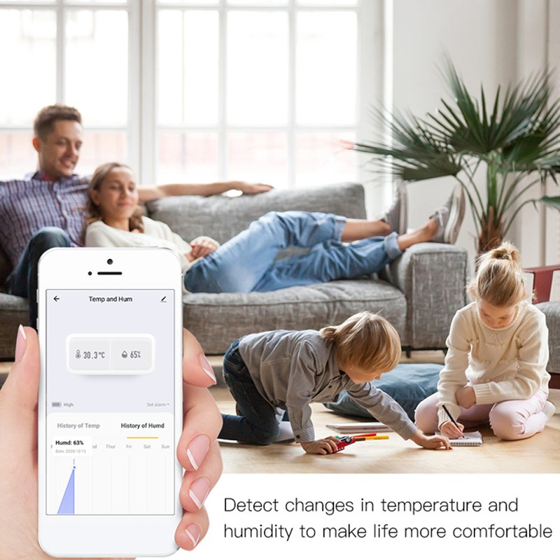 ZigBee Temperature Humidity Sensor Smart Home Thermometer Home Heat Detector Work Detector With Alexa Google Home Assistant