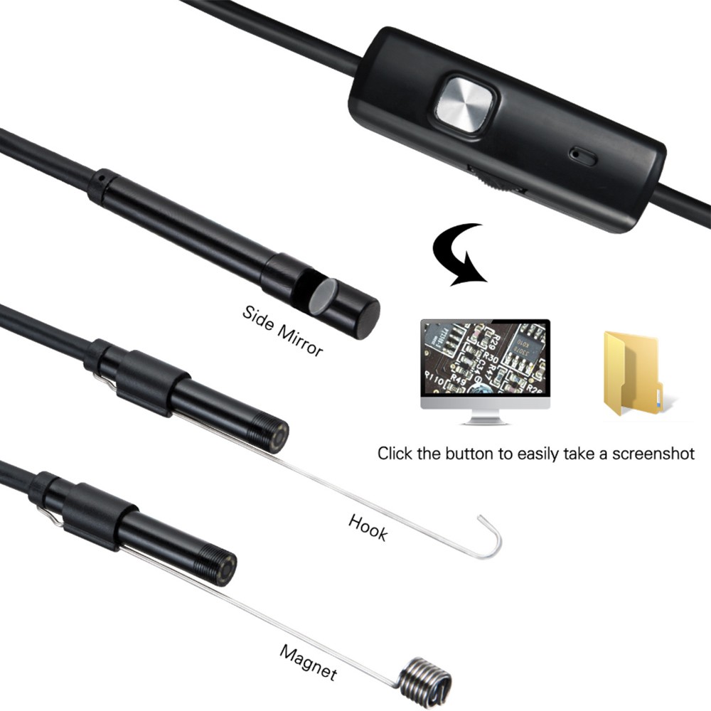 7 مللي متر المنظار كاميرا مقاوم للماء صغيرة 1 متر لينة USB LED مايكرو المنظار لسيارة 6 المصابيح قابل للتعديل المجاري كاميرا أندرويد/PC