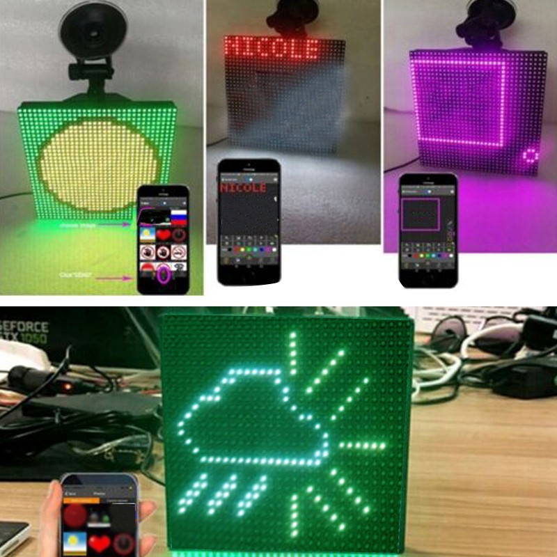 LED Photo Display Controlled Custom Emoji Car LED Display Screen Photo Lights Accent Small Spotlight PUO88