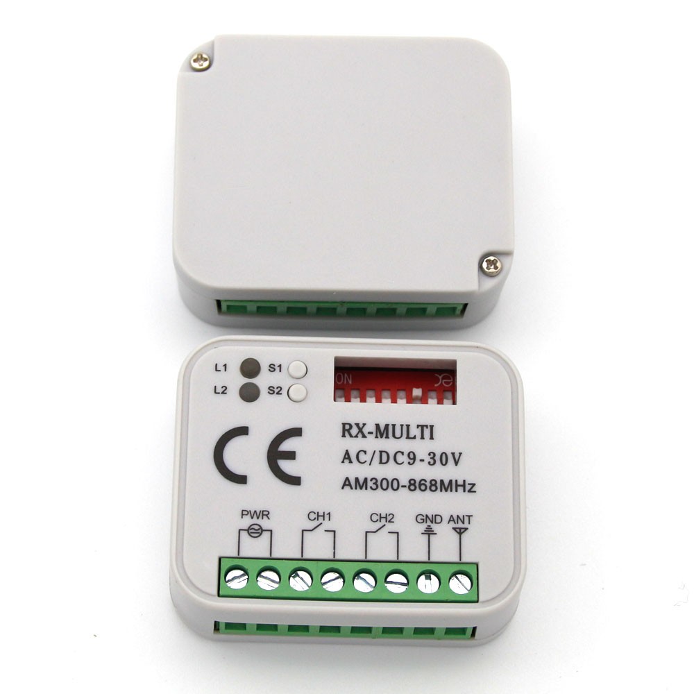 2pcs RX-MULTI AC DC 9V 12V 24V 30V 2 Channel Multiple Frequency Receiver Controller RX Multiple 300-868MHz Garage Door Opener