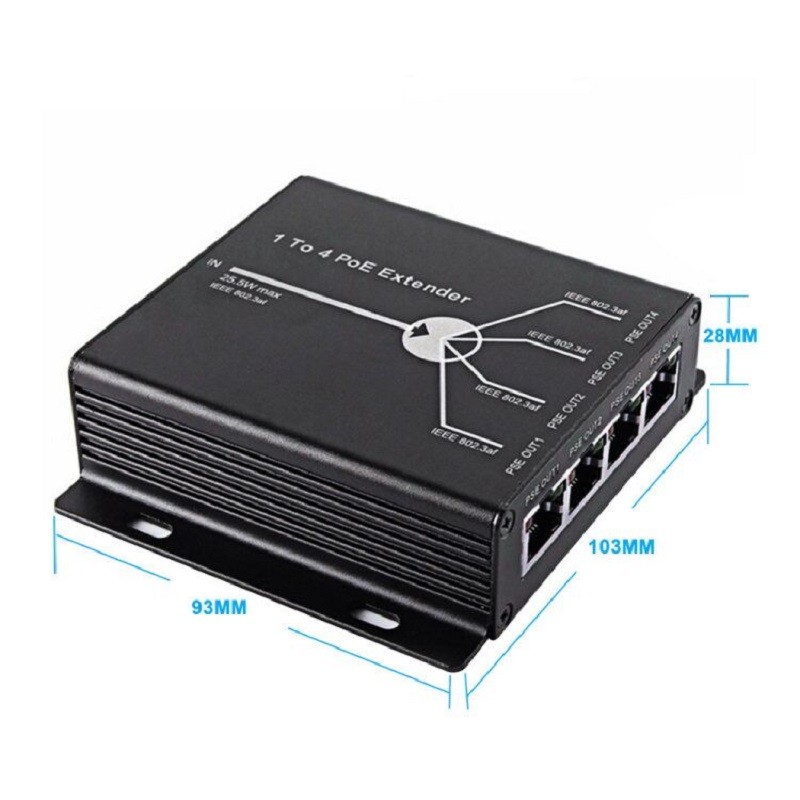 POE موسع 1 T0 4 ميناء 10/100M 25.5W ل IP كاميرا لتمديد 120 متر IEEE802.3af POE شبكة أجهزة التوصيل والتشغيل