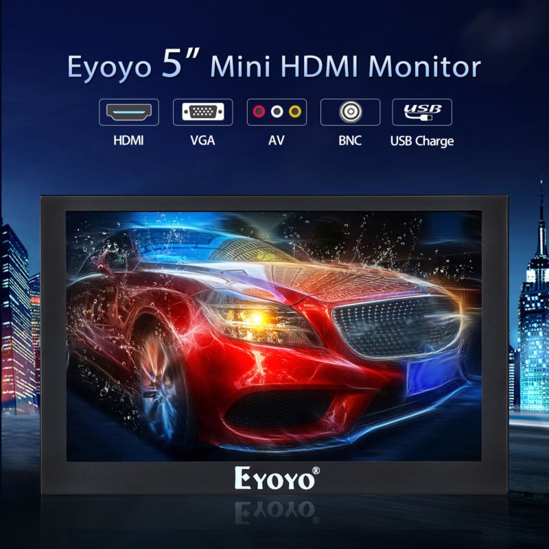 Eyoyo 5" Monitor Portable vga Monitor CCTV Screen LCD 800x480 IPS Monitor BNC AV/VGA Display LED car TFT Monitor