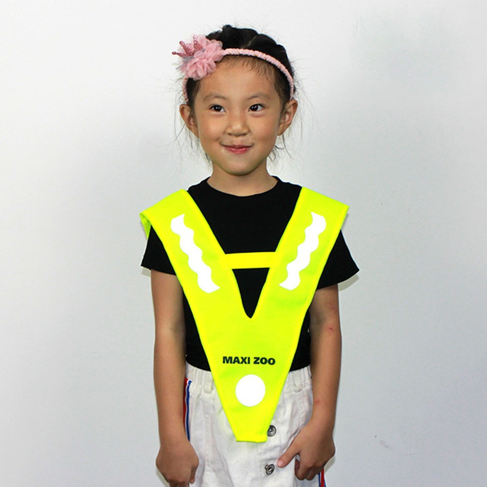 Fluorescent Yellow V Shaped Traffic Safety Road Polyester Free Size Night Security Children Reflective Vest Running Cycling