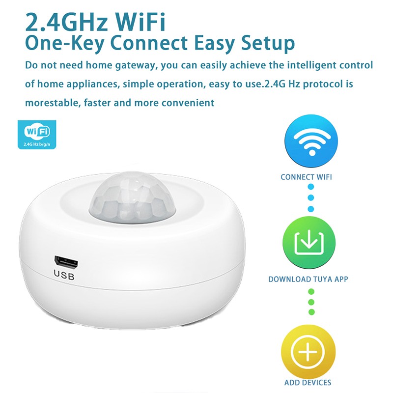 WiFi Smart PIR Motion Sensor 360 Degree All Round Wireless Detection Infrared Detector Home Security Tuya Remote Control Thief