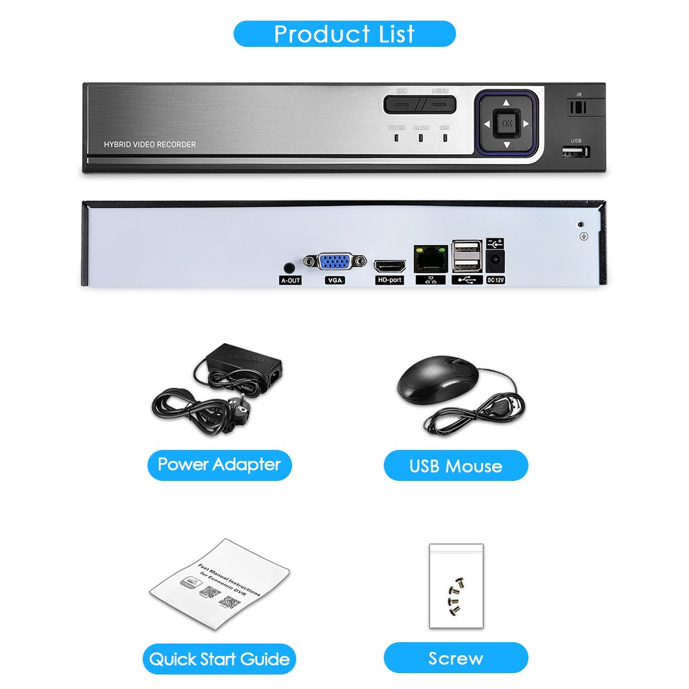 BESDER H.265AI 4K UHD Output CCTV NVR 9CH 16CH 32CH 5MP Video Surveillance Network Recorder Motion Detection P2P Face Detection DVR