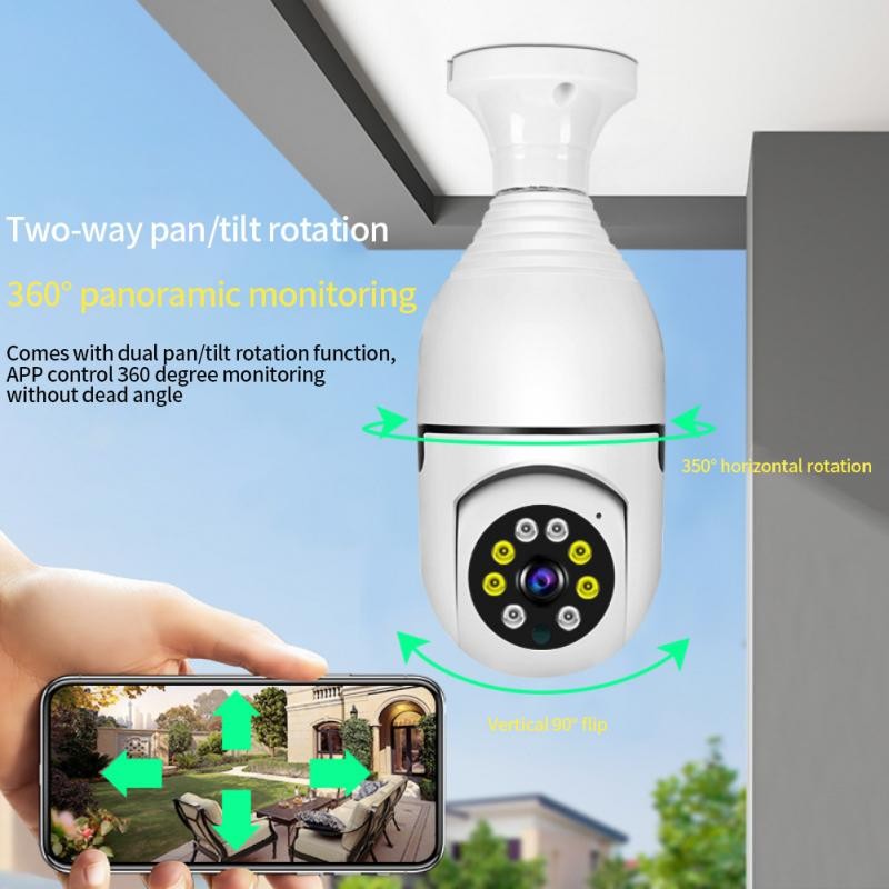 2MP Tuya Smart Life E27 Bulb Lamp Camera 1080P WiFi IP PTZ Infrared Night Vision Home Security Auto Tracking Video Surveillance Camera