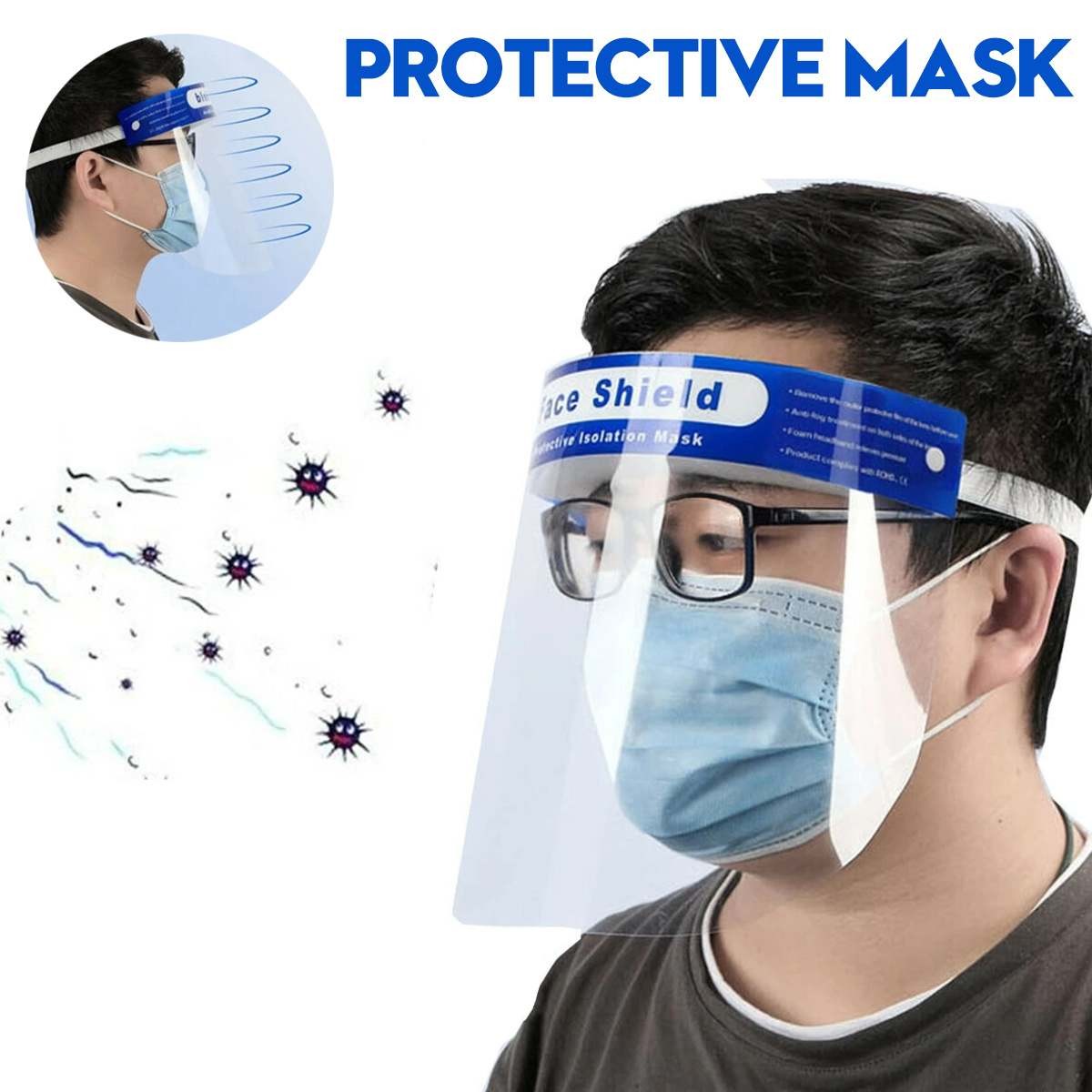 Protective Mask Transparent Full Face Shield Masks Anti Saliva Splash Protective Eye Protection Full Face Mask Cover Protective Mask