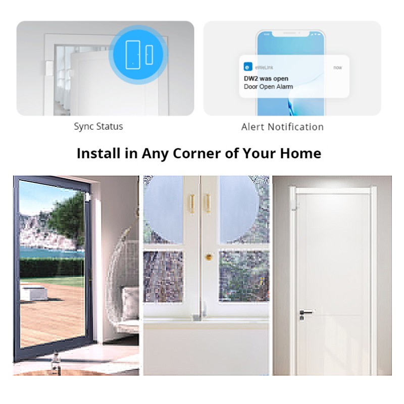 SONOFF DW2 Wifi Magnetic Window Door Sensor Open/Closed Smart Home eWeLink Remote Alerts Notification Security Alarm