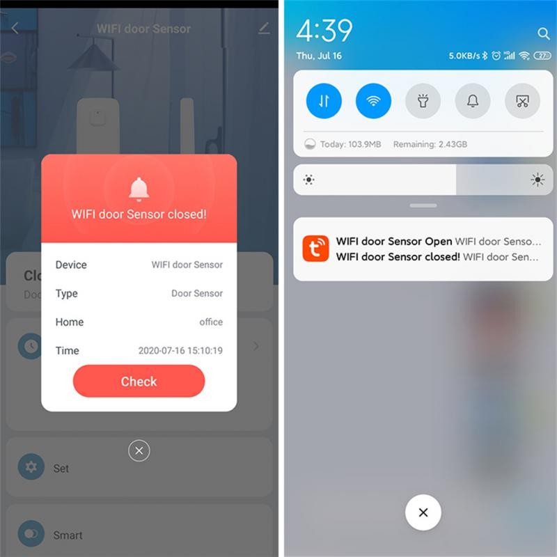 مستشعر باب واي فاي من Aubess Tuya ، كاشفات ذكية مفتوحة/مغلقة للباب ، مستشعر نافذة يعمل بنظام WiFi مع أليكسا ، جوجل هوم