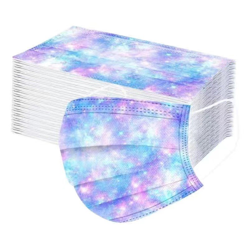 10-100pcs Space Galaxy Print Disposable Mask For Adults 3 Layer Non-woven Face Mask Earloop Mascarillas Star Tie-dye Fast Delivery