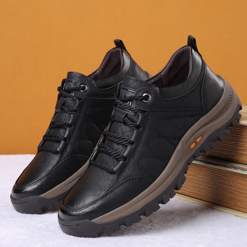 New Men Casual Leather Shoes Hiking Outdoor Breathable Non-slip Hollow Sneakers Men Shoes Zapatos Hombre Casual Mannen Schoenen