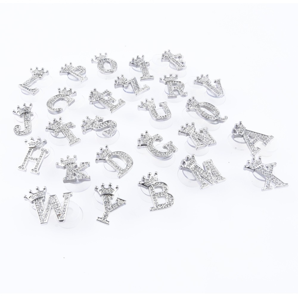 Free Shipping High Quality Metal Croc Shoe Charms Crown Letter Clog Bling Butterfly Rhinestone Embellishment Accessories