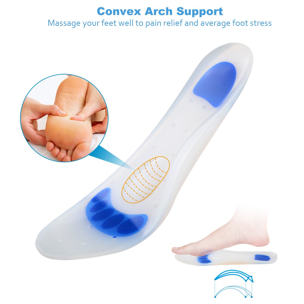 Soumit Medical Silicone Gel Insole Plantar Fasciitis Heel Spur Massage Insoles for Men Women Pain Relief Foot Care Parent Gift