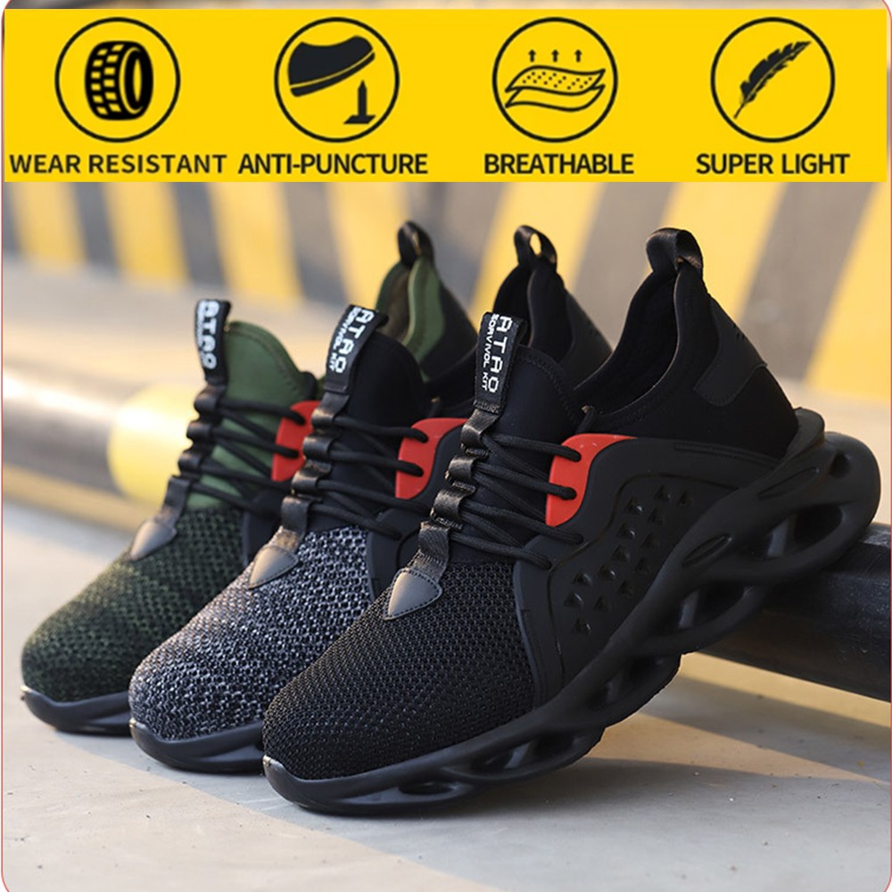 Breathable wear safety shoes to help men in casual safety shoes anti-smashing stab safety shoes for training