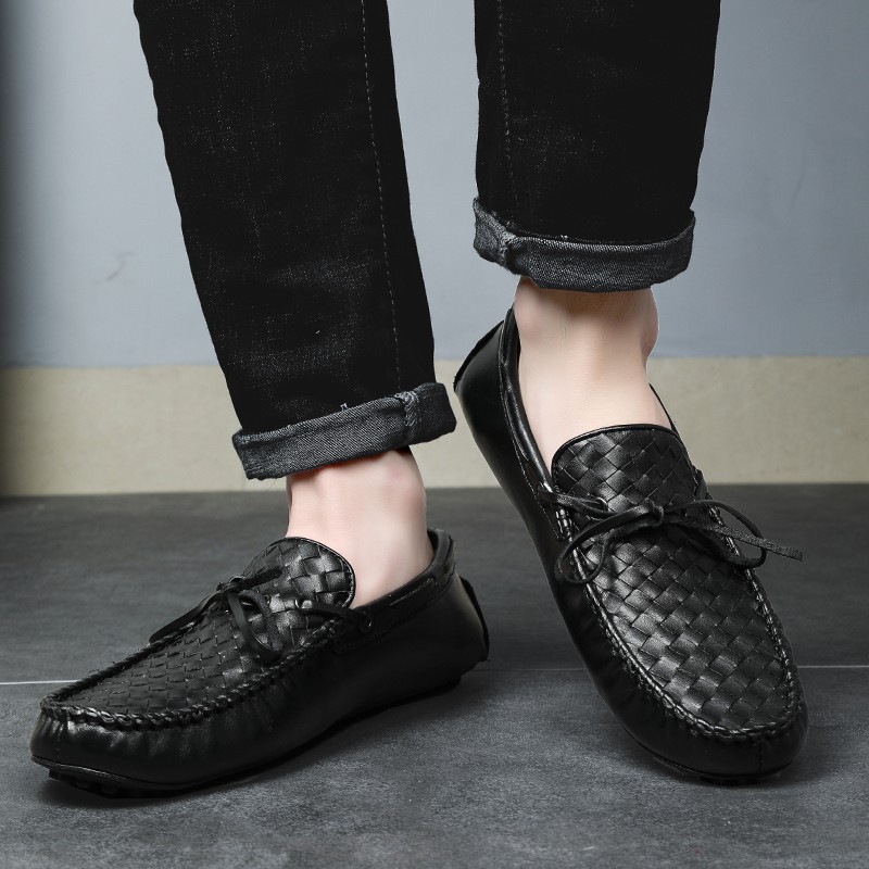 Men Casual Shoes Brand 2020 Genuine Leather Mens Loafers Moccasins Comfortable Breathable Slip On Driving Shoes Black