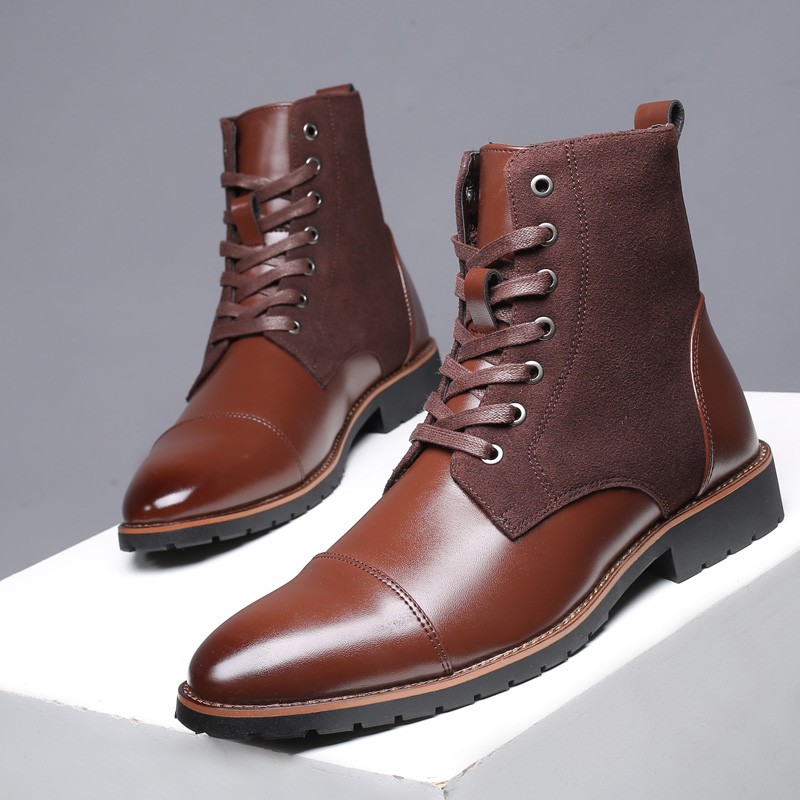 ZYYZYM Autumn Winter Men's Leather Shoes High Quality Cool Motorcycle Boots Size 38-48