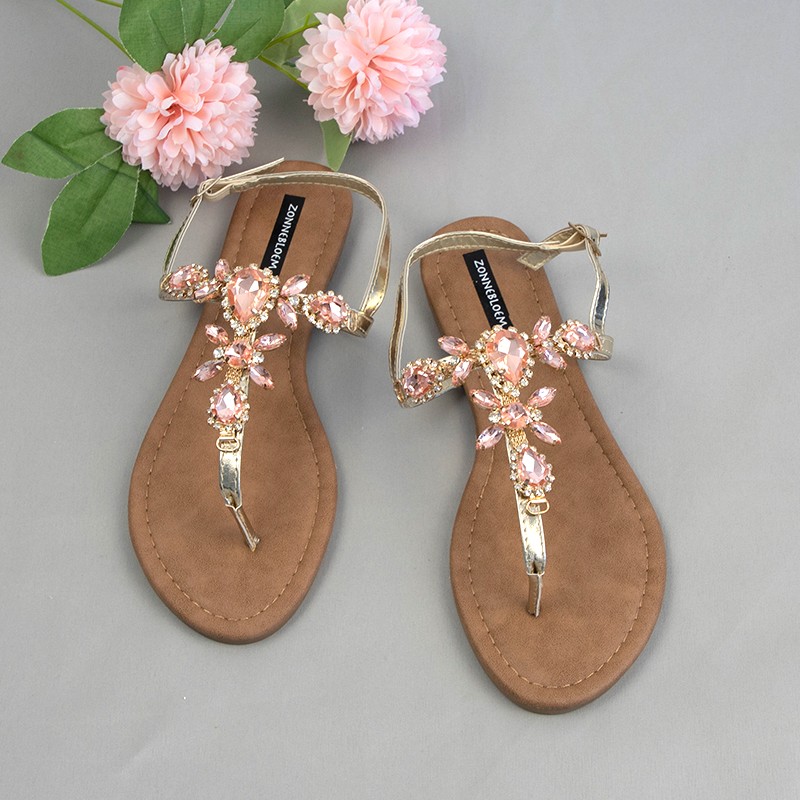 2022 summer casual shoes fashion women gladiator sandals rhinestone simple out sandals comfortable flat buckle shoes woman