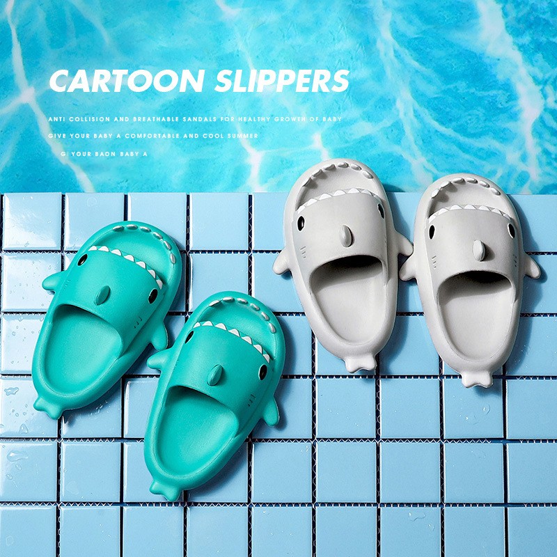 2021 summer indoor outdoor slippers lovely cartoon shark shape slides women shoes parent-child children flip flops men couples