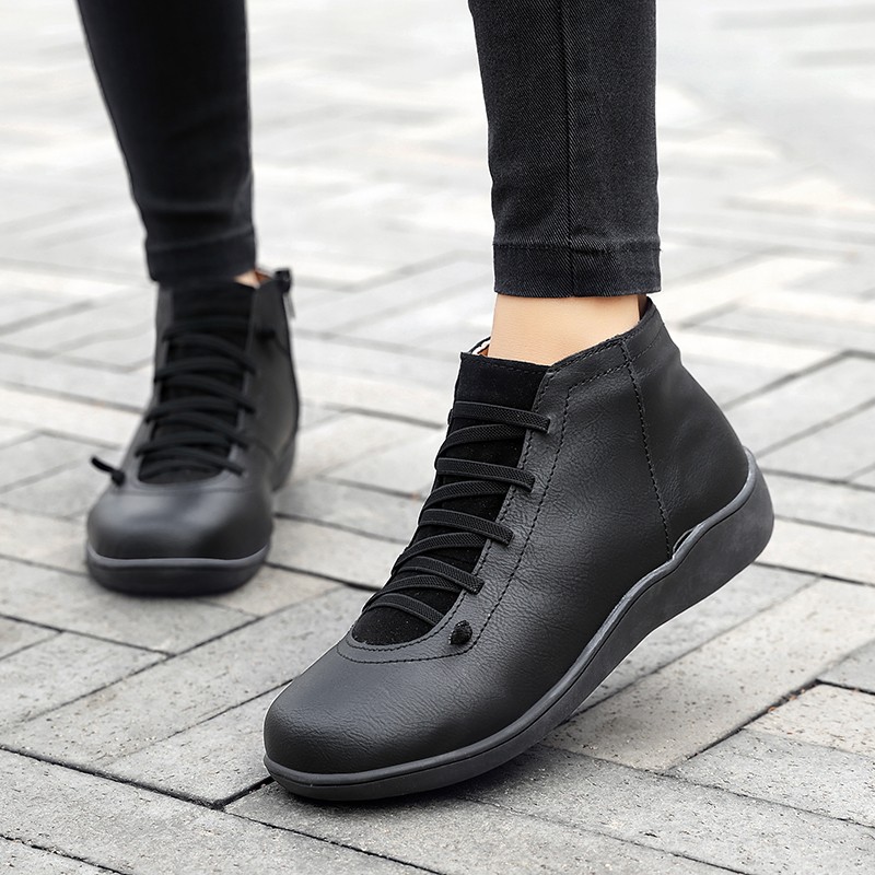 Unisex Ankle Boots Women's Solid Boots Fashion Boots High Cut Women Spring Boots Motorcycle Leather Boots Thigh High Flat Shoes